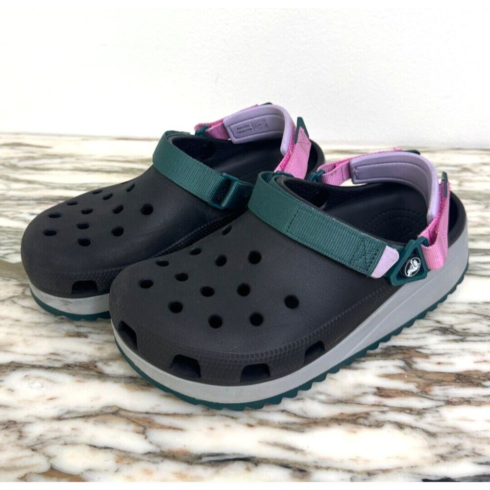 Crocs Classic Hiker Outdoor Hiking Comfy Adjustable Clog Black Turquoise Men’s 8